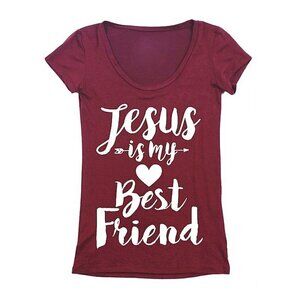 Jesus is My Best Friend Maroon Short Sleeve T-Shirt